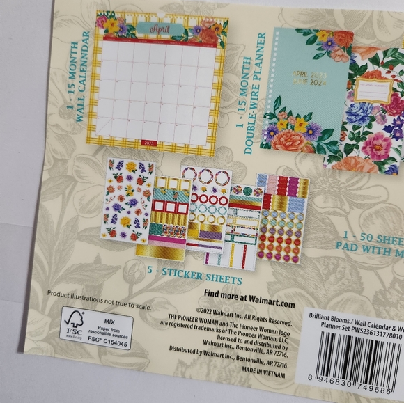 Pioneer Woman Calendar & Weekly Planner Set Brilliant Blooms 4/2023 To 6/2024 - Picture 9 of 9